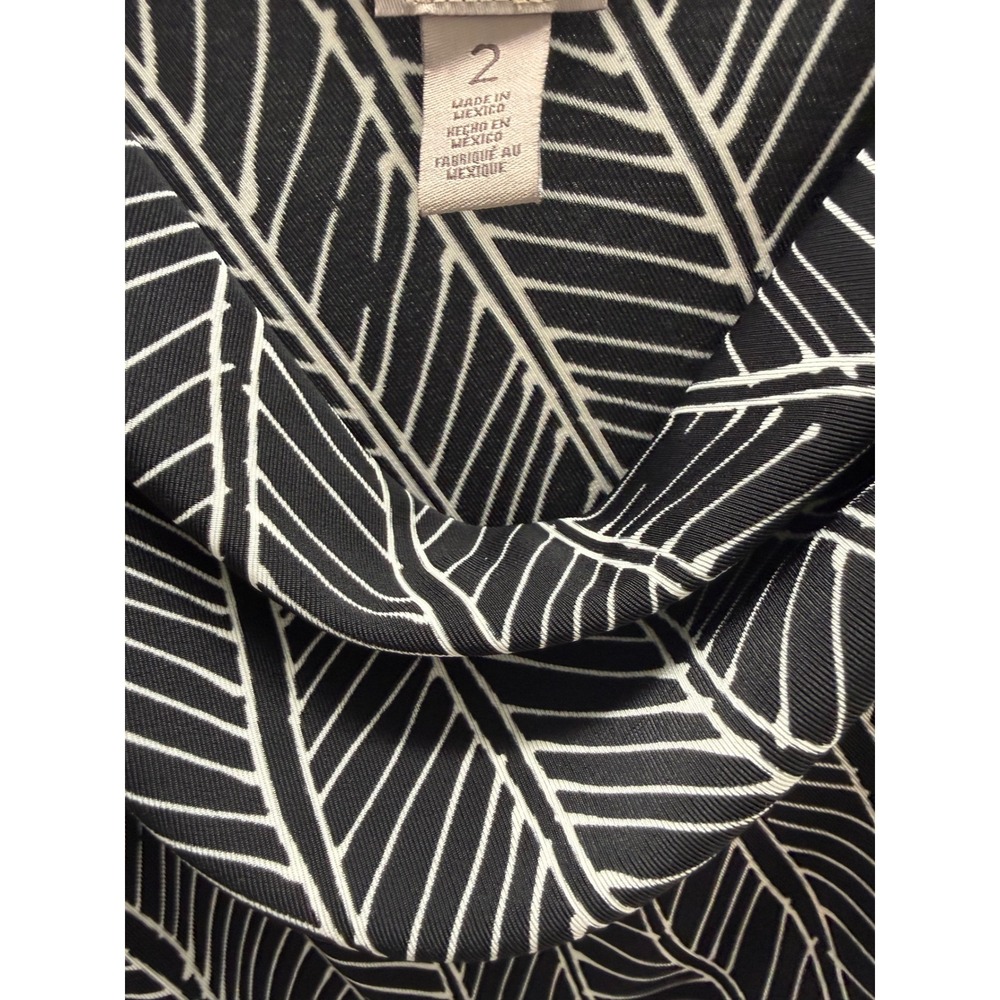 Chico's Easywear Black White Geometric Cowl Neck Sleeveless Top Size 2 Large 12 - Picture 5 of 7